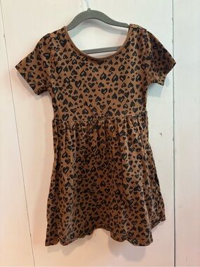 Old Navy Brown Leopard Heart Print Dress